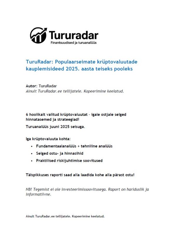 Krüptovaluutade kauplemisideede raporti esikaas.