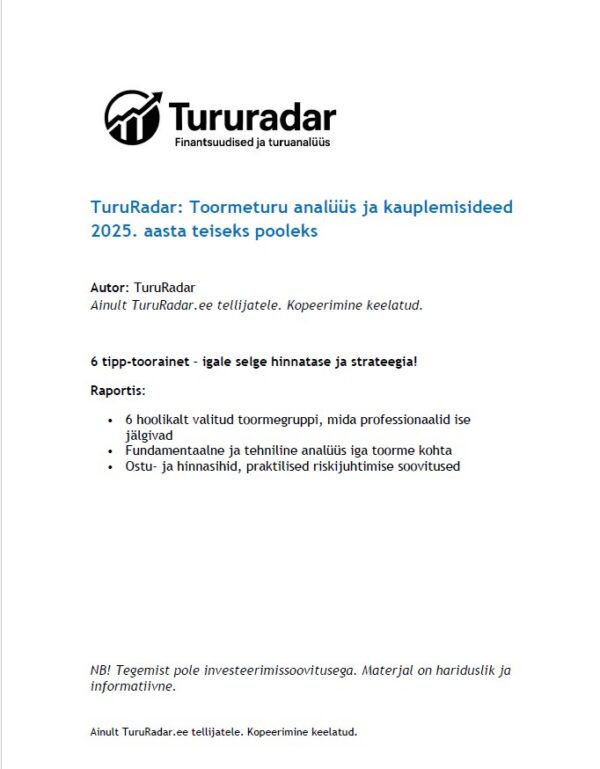 Toormete analüüsi raporti esileht.