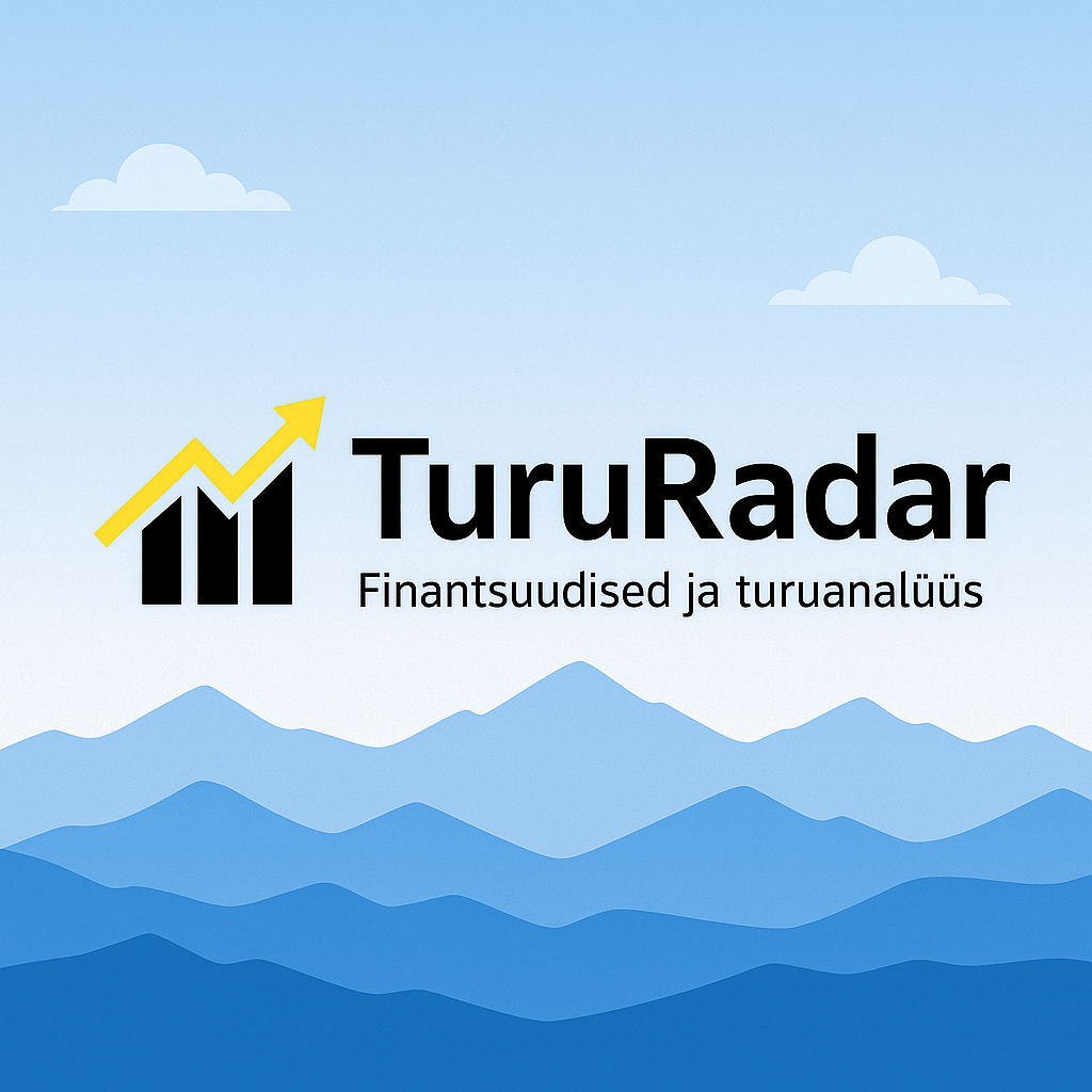 TuruRadar logo stiliseeritud graafikal, taustal analüütiline kujund