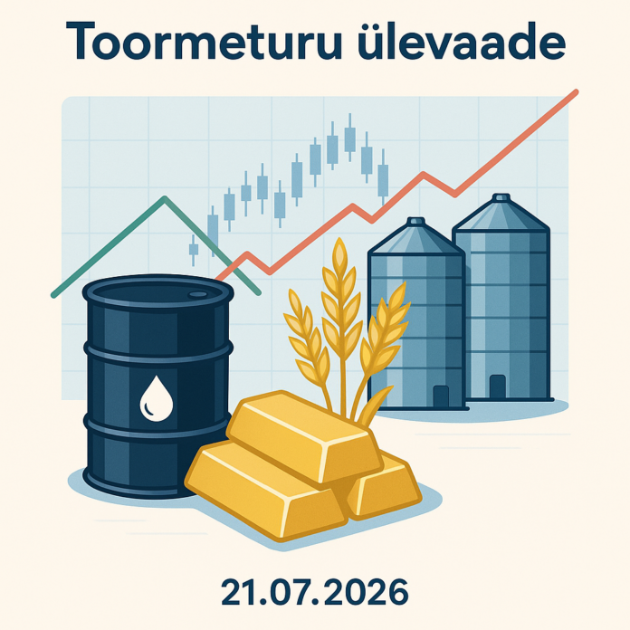 Toormeturul erinevad liikumised: Brent nafta tõuseb, Nisu langeb – 21.07.2026